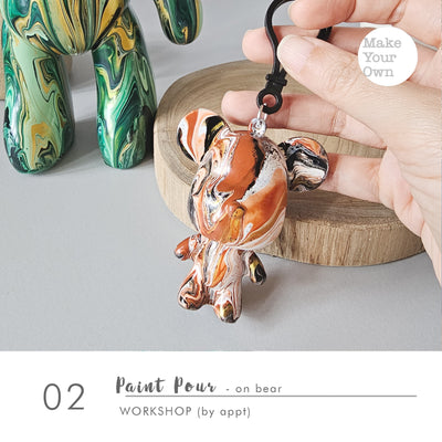 acrylic paint pour bear brick bear rabbit keychain art jam workshop singapore