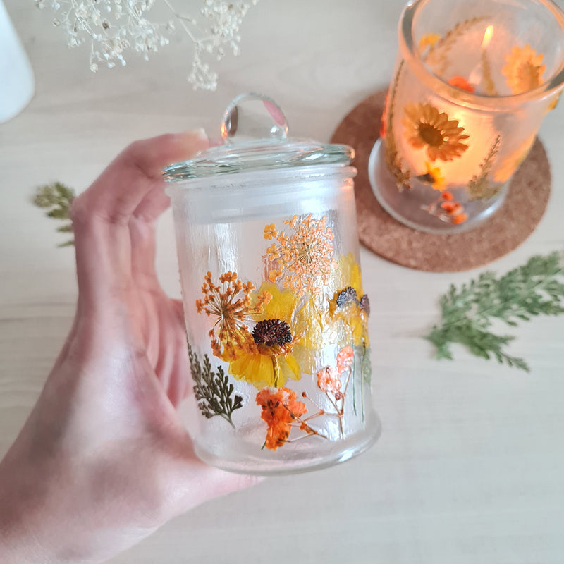 make your own corporate workshop floral dried pressed flowers craft glass jar