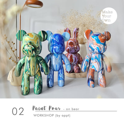 acrylic paint pour bear brick bear rabbit keychain art jam workshop singapore