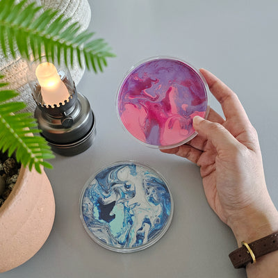 art jam acrylic pour coasters corporate workshop Singapore mental wellness mindful