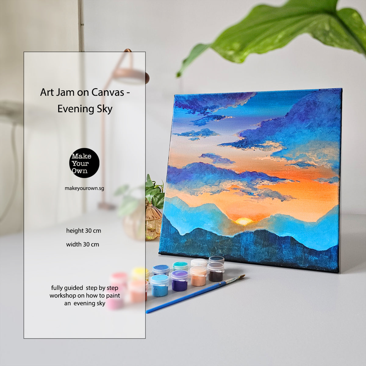 make your own acrylic painting on canvas art jam corporate workshop singapore