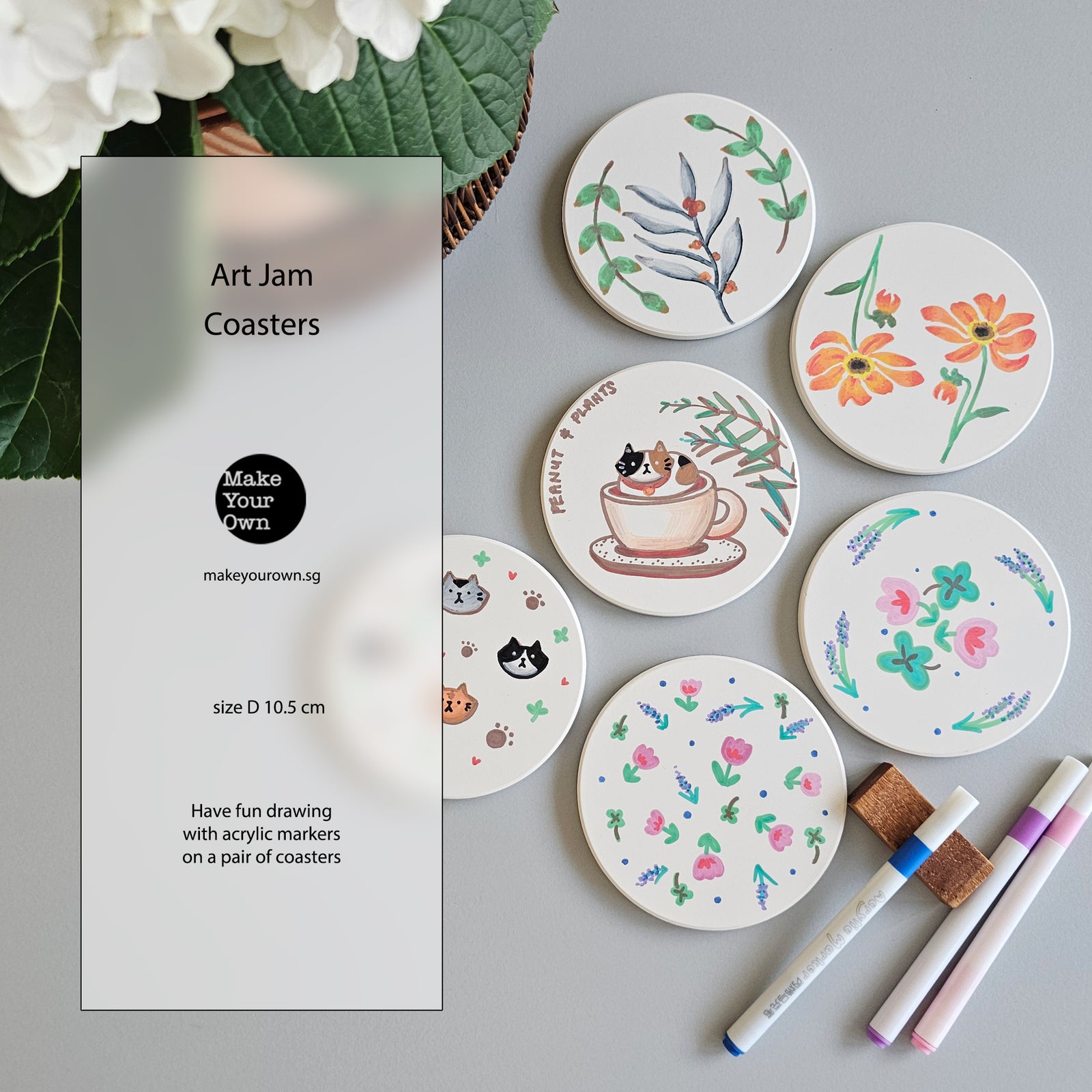 art jam coasters workshop mental wellness break cafe corporate workshop Singapore Make Your Own lunchtime workshop