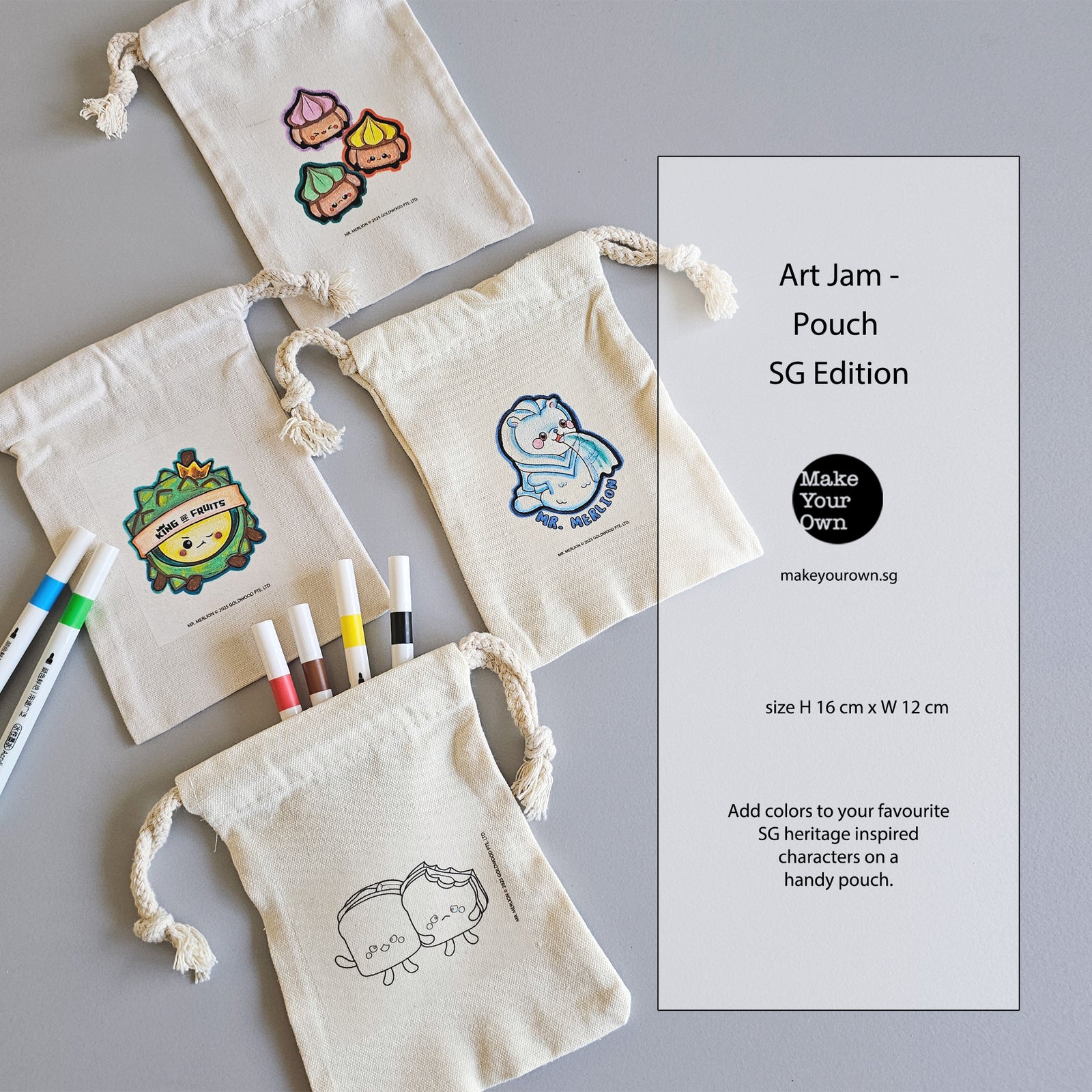 make your own corporate workshop Singapore national day SG60 event heritage merlion art jam pouch painting activity event coloring fun