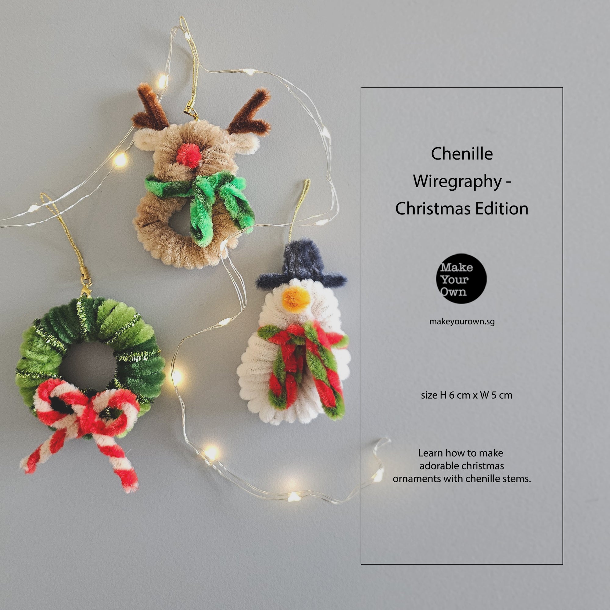 make your own corporate workshop Singapore Christmas wire art chenille pipe cleaner craft plushie ornament bauble bag charm