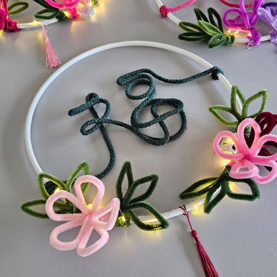 Singapore chinese new year craft wreath light up wiregraphy make your own corporate workshop wire art chenille wire pipe cleaners