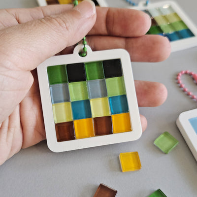 make your own Singapore corporate event booth fringe activity mosaic tile keychain do it yourself