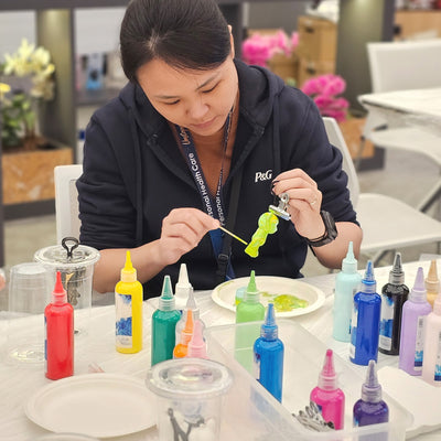 art jam acrylic pour coaster event booth fringe activity kids friendly mental wellness Singapore Make Your Own