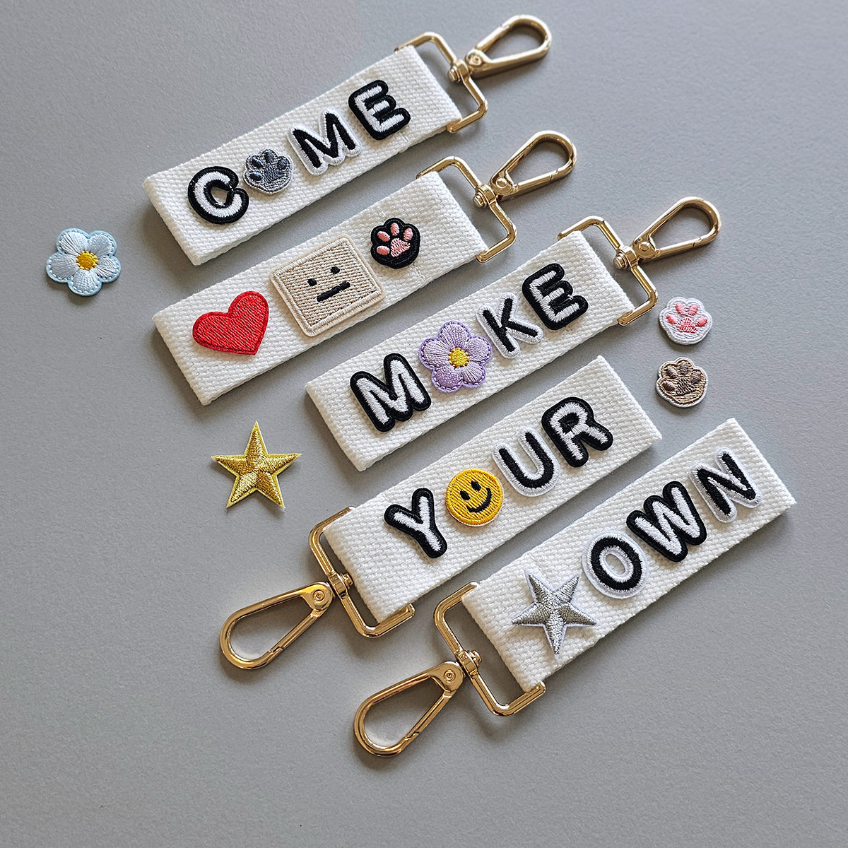 make your own event booth fringe activity name alphabet bag tag charm embroidery patches customise your own Singapore