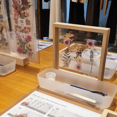 pressed flowers floral monogram workshop singapore corporate teambuilding retail activity crafting
