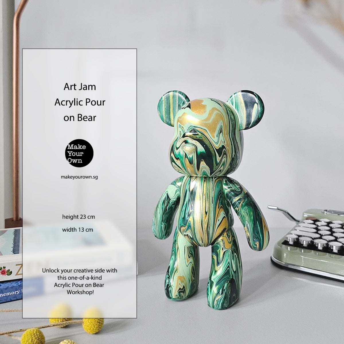 Corporate Workshop Art Jam Acrylic Pour on Bear Bearbrick Rabbit Bunny Singapore