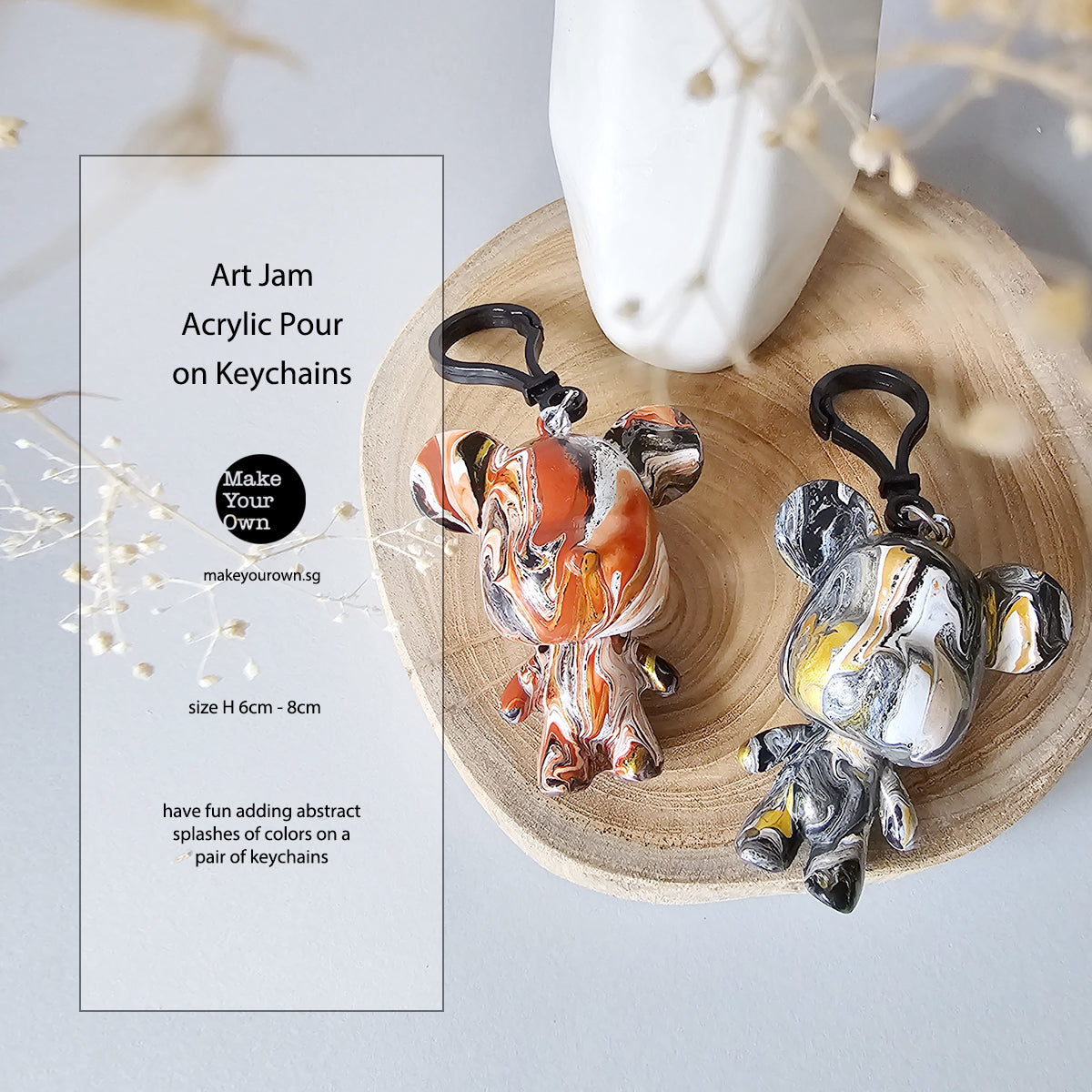 art jam acrylic pour bearbrick keychain corporate workshop Singapore