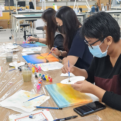 make your own acrylic painting on canvas art jam corporate workshop singapore