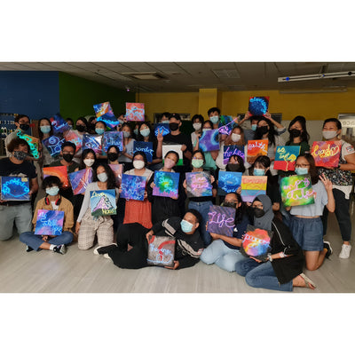 make your own art jam painting canvas neon sign corporate workshop singapore