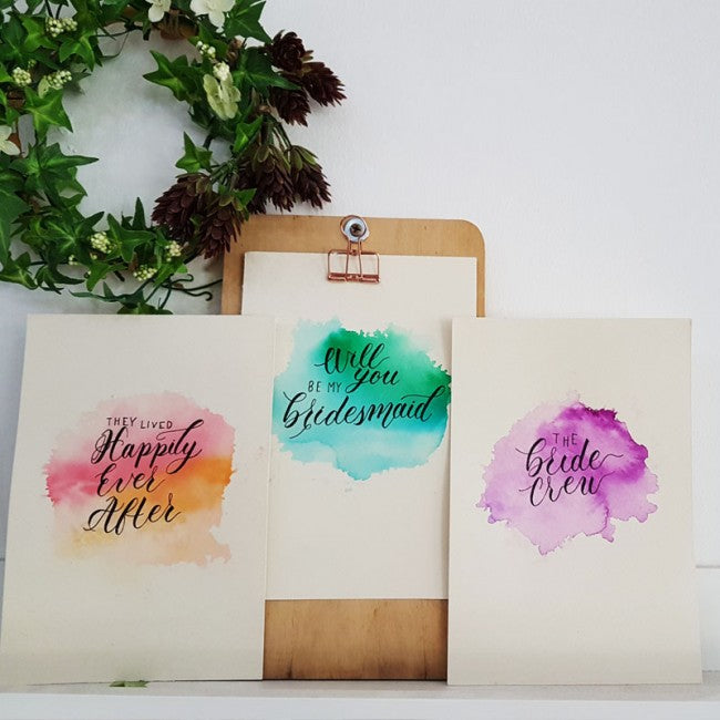 Bridesmaid/Wedding modern calligraphy customised quote on watercolor paper