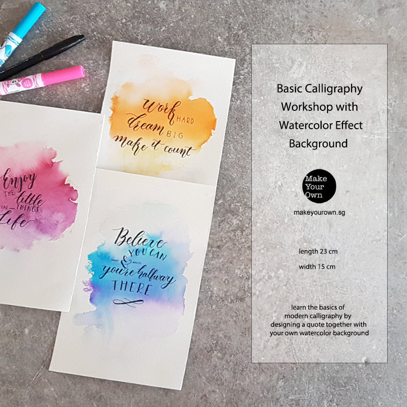 virtual corporate workshop basic calligraphy with watercolor background singapore